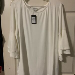 Avenue Cream 3/4 Ruffle Sleeve Blouse 18/20 NWT